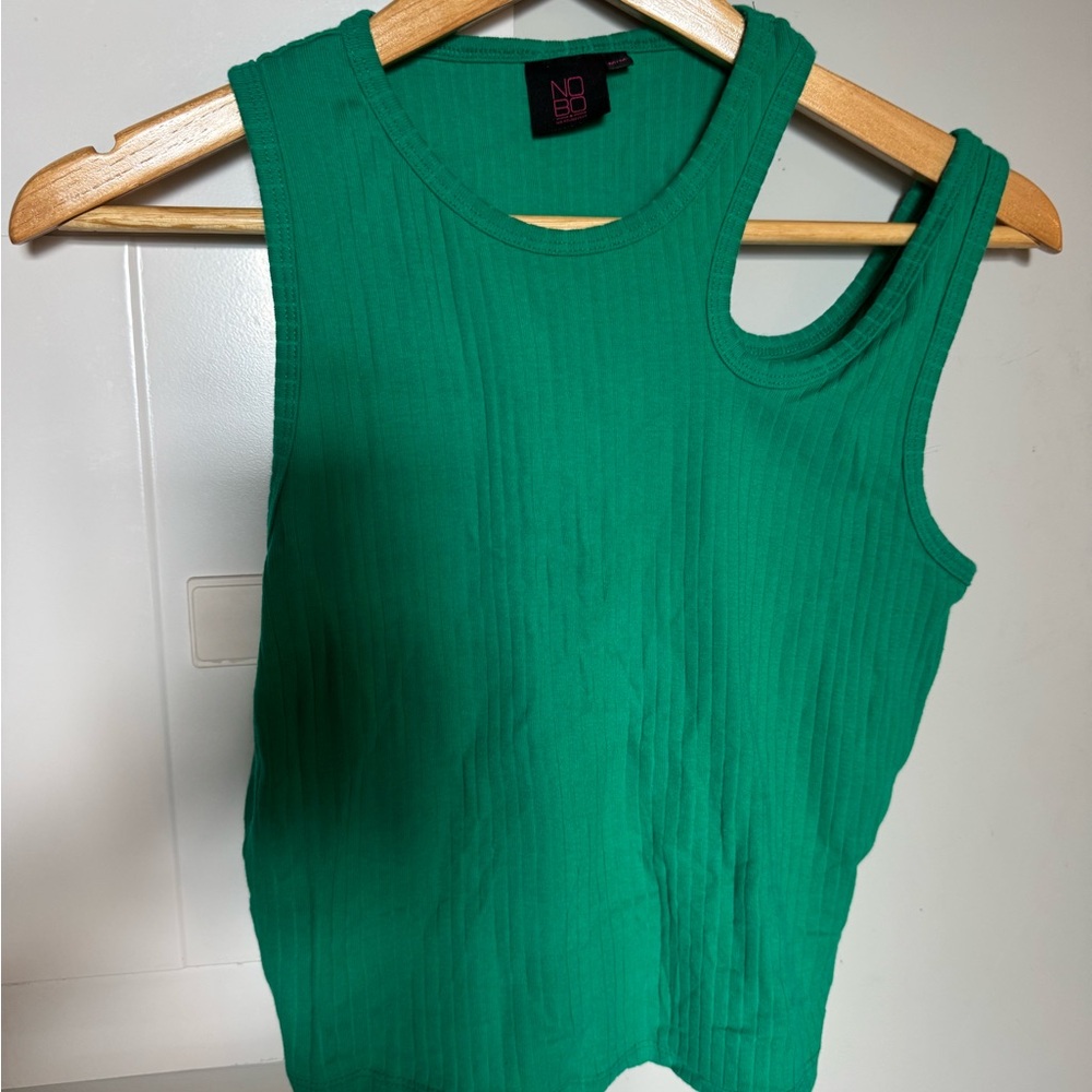 Green Sleeveless Ribbed Top
